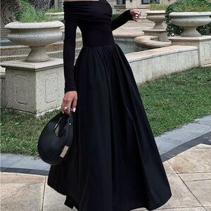 Elegant Black Off-Shoulder Evening Gown